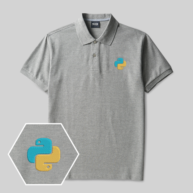 Python Duo Geek Embroidered Polo Shirts