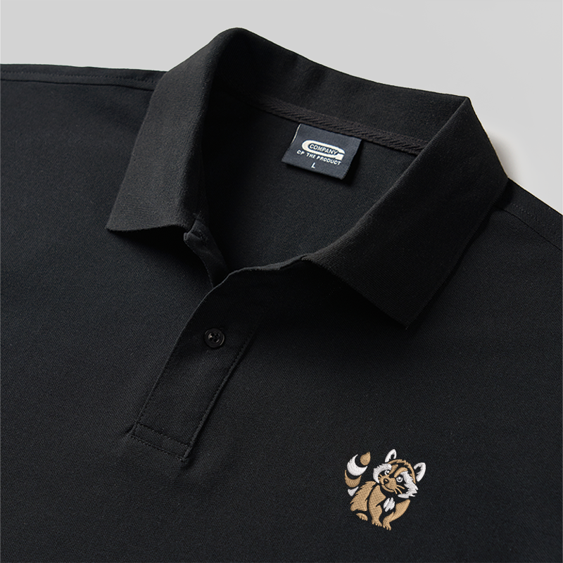 Little Raccoon Geek Embroidered Polo Shirts
