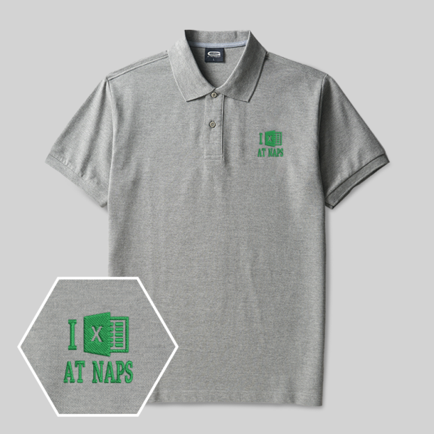 I Excel At Naps Geek Embroidered Polo Shirts