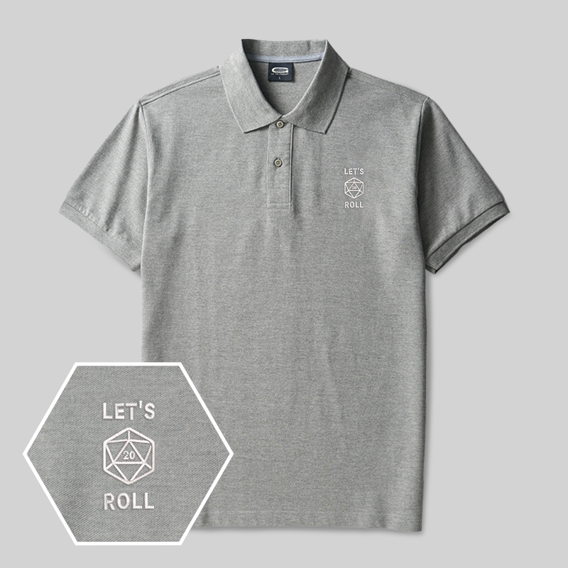 Let's Roll Emblem Geek Embroidered Polo Shirt