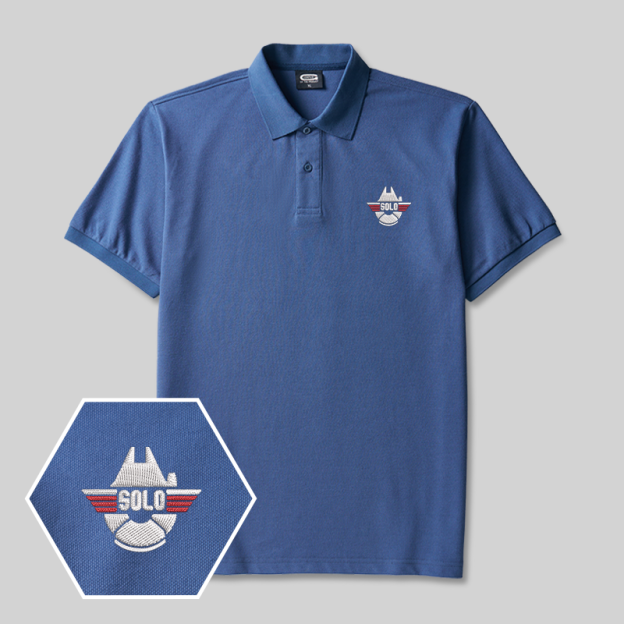 SOLO Spaceship Logo Geek Embroidered Polo Shirt