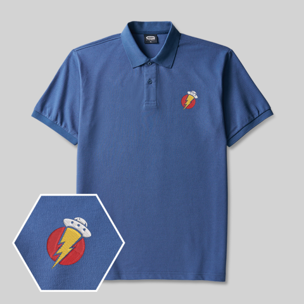 Spacecraft Scifi Geek Embroidered Polo Shirt