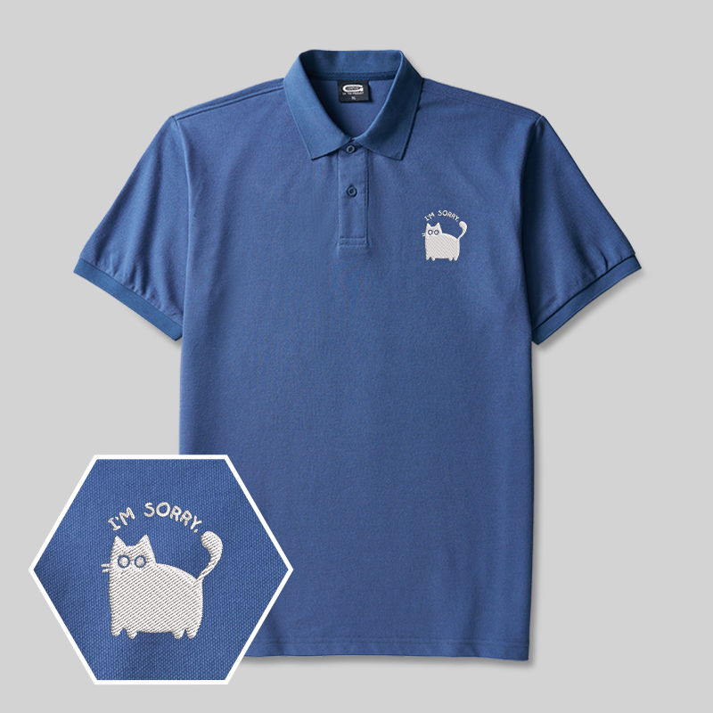 I'm Sorry Cat Geek Embroidered Polo Shirt