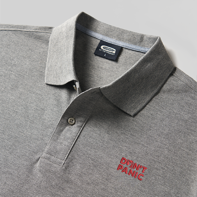 Don't Panic Geek Embroidered Polo Shirts