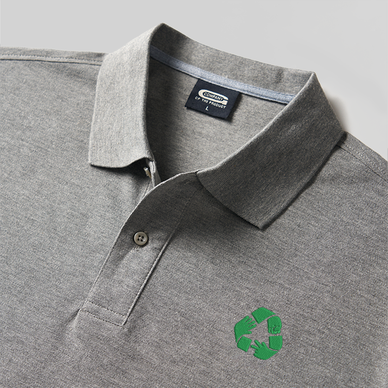 Recycling Hands Geek Embroidered Polo Shirts