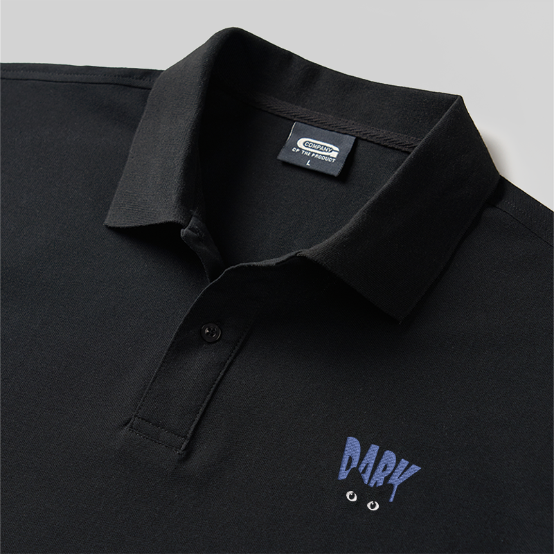 Dark Cat Geek Embroidered Polo Shirts