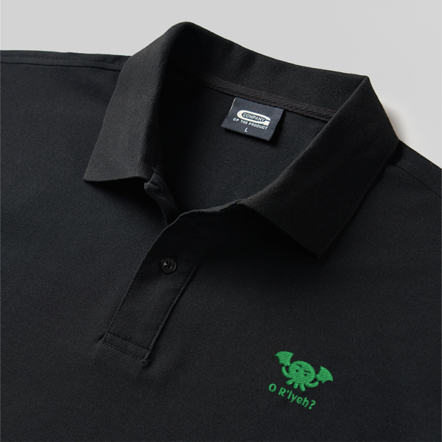 O R'Lyeh Geek Embroidered Polo Shirts