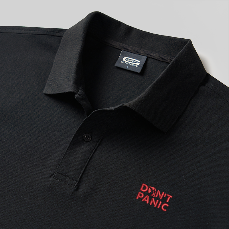 Don't Panic Geek Embroidered Polo Shirts