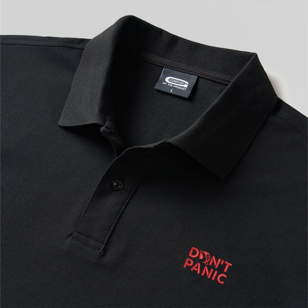 Don't Panic Geek Embroidered Polo Shirts