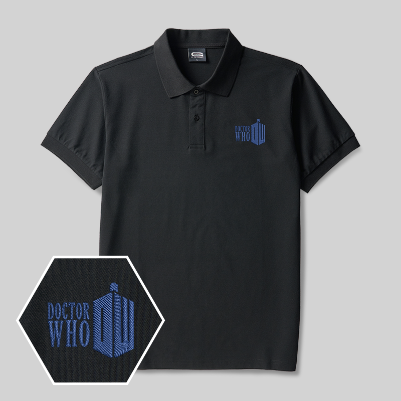 TARDIS Emblem Geek Embroidered Polo Shirt