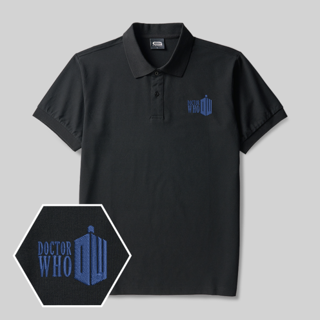 TARDIS Emblem Geek Embroidered Polo Shirt