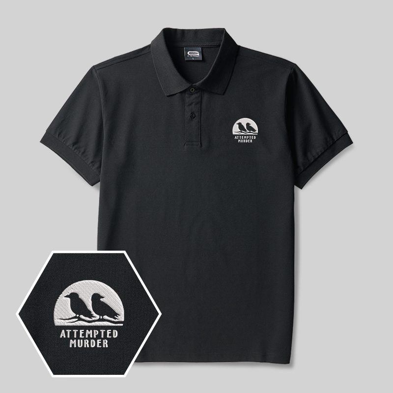 ATTEMPTED MURDER Geek Embroidered Polo Shirts