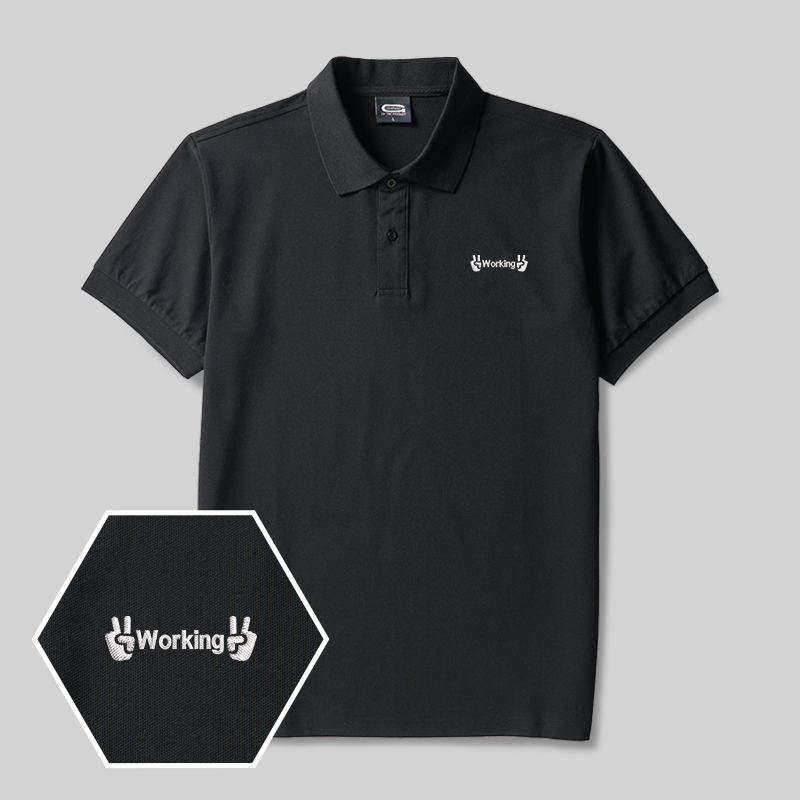 WORING Geek Embroidered Polo Shirts