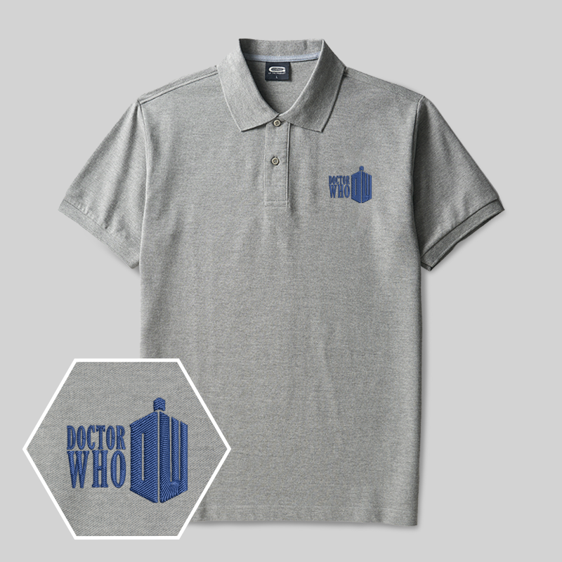 TARDIS Emblem Geek Embroidered Polo Shirt