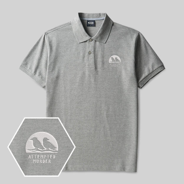 ATTEMPTED MURDER Geek Embroidered Polo Shirts