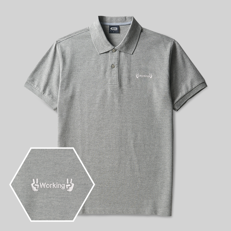 WORING Geek Embroidered Polo Shirts