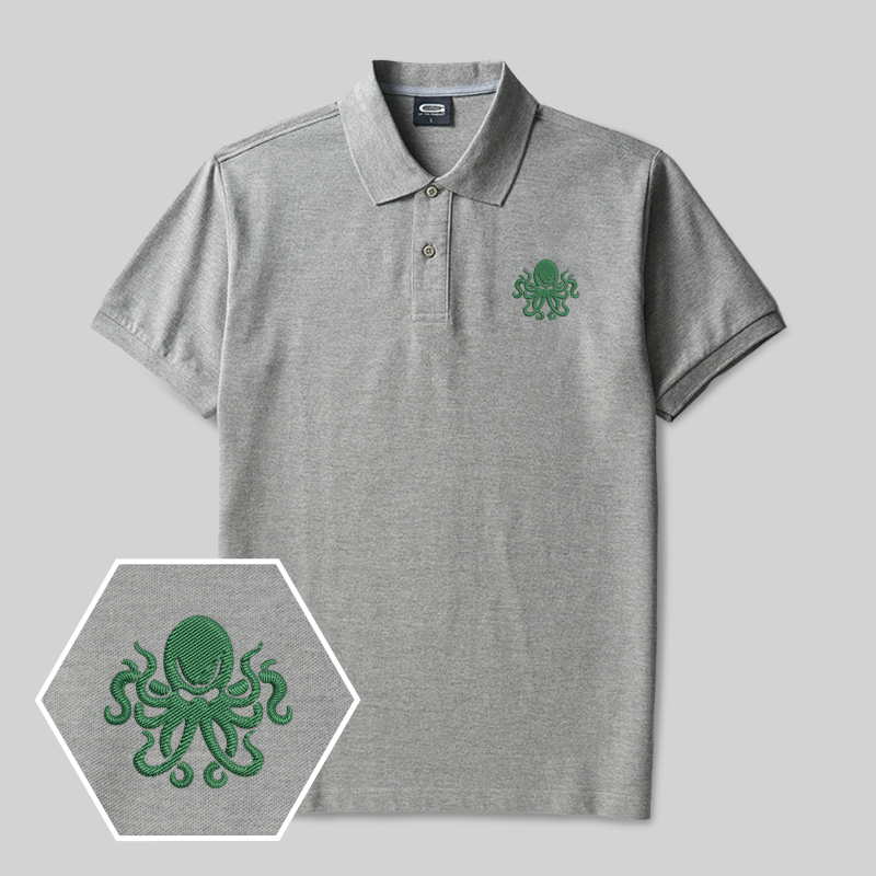 Abyssal Tentacle Geek Embroidered Polo Shirt