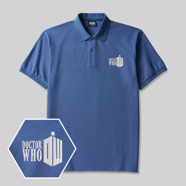 TARDIS Emblem Geek Embroidered Polo Shirt