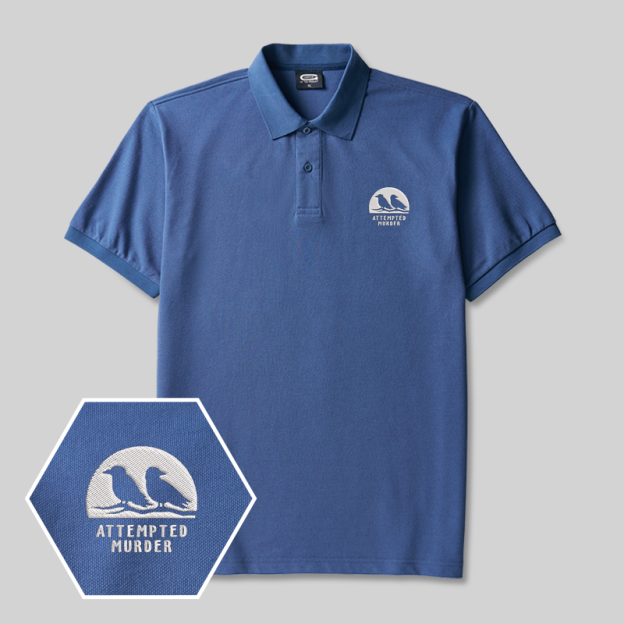 ATTEMPTED MURDER Geek Embroidered Polo Shirts