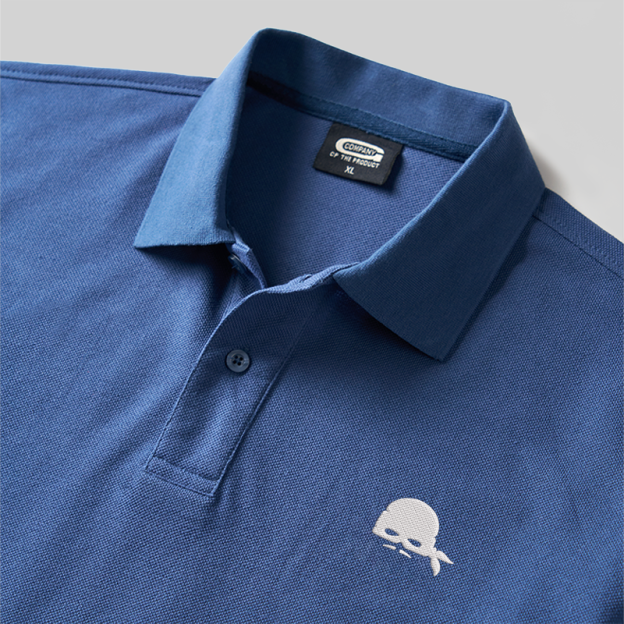 Aqua Silhouette Geek Embroidered Polo Shirts