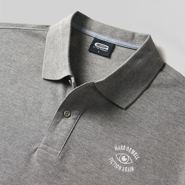 Make Orwell Fiction Again Geek Embroidered Polo Shirts
