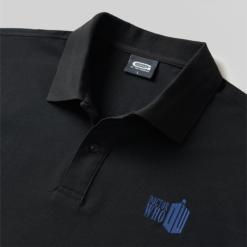 TARDIS Emblem Geek Embroidered Polo Shirt