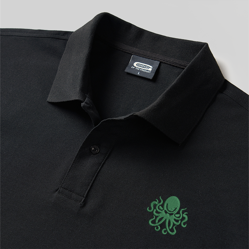 Abyssal Tentacle Geek Embroidered Polo Shirt