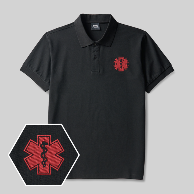 Emotional Support Human Geek Embroidered Polo Shirt