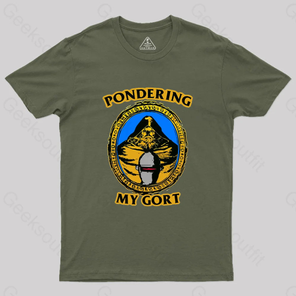 Pondering My Gort Orb Geek T-Shirt Army Green / S