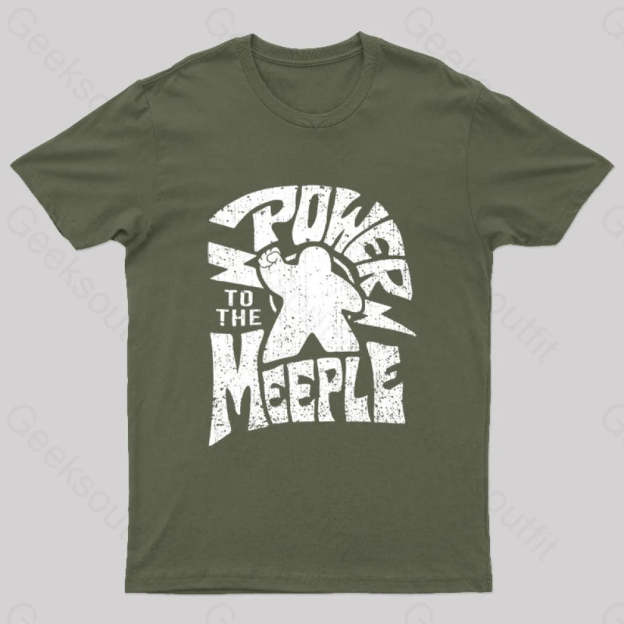 Power To The Meeple Nerd T-Shirt Army Green / S