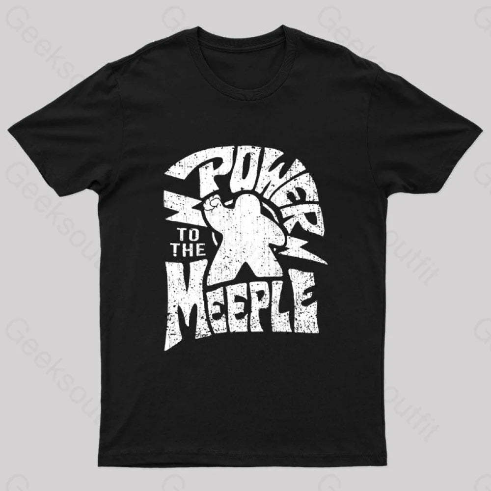 Power To The Meeple Nerd T-Shirt Black / S