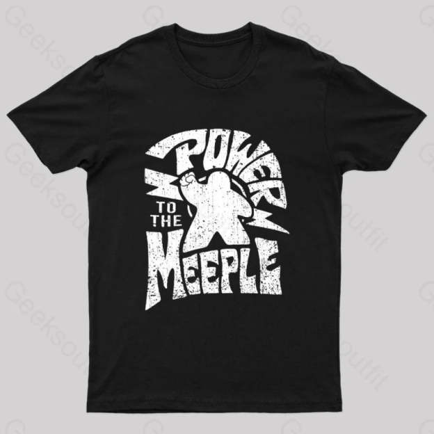 Power To The Meeple Nerd T-Shirt Black / S