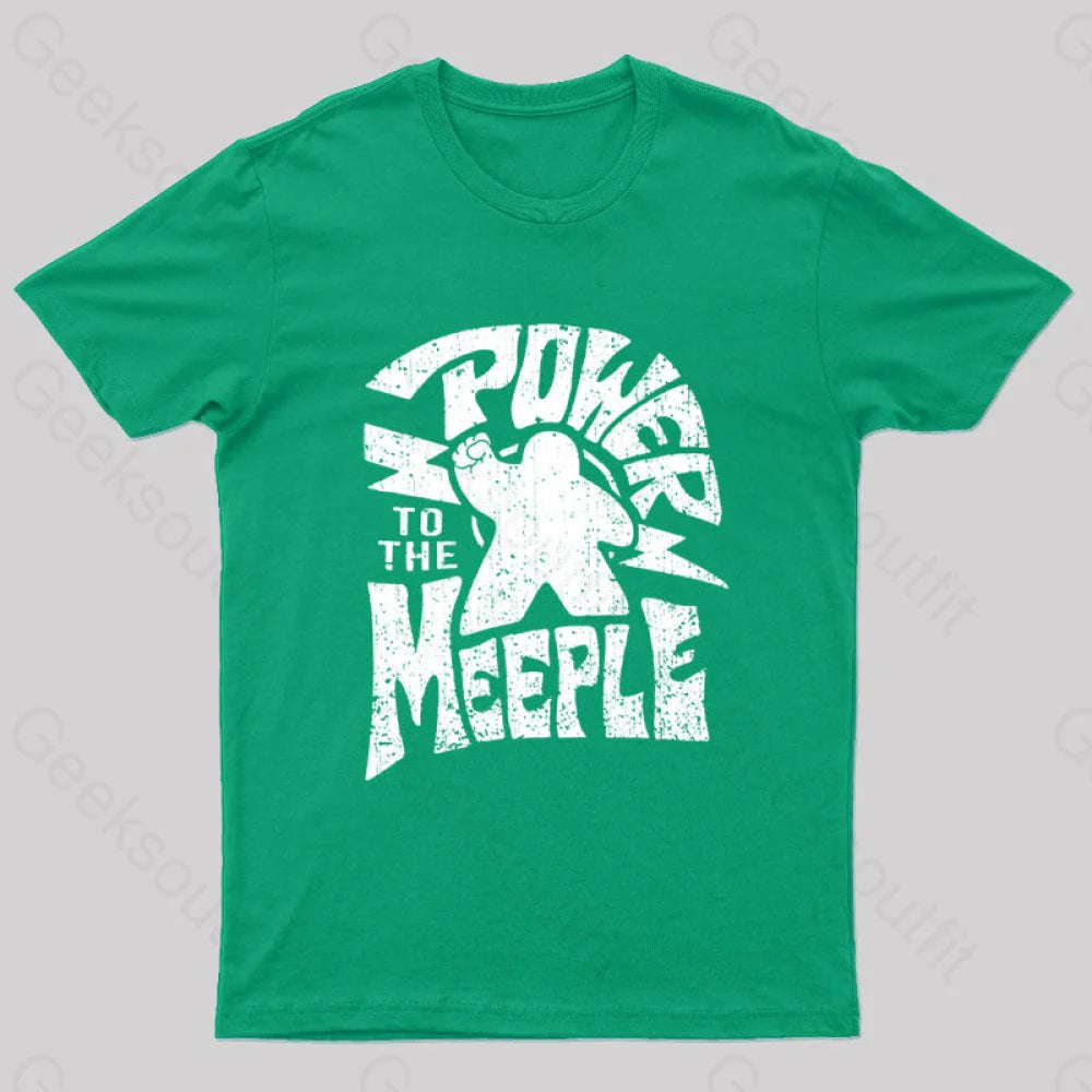Power To The Meeple Nerd T-Shirt Green / S
