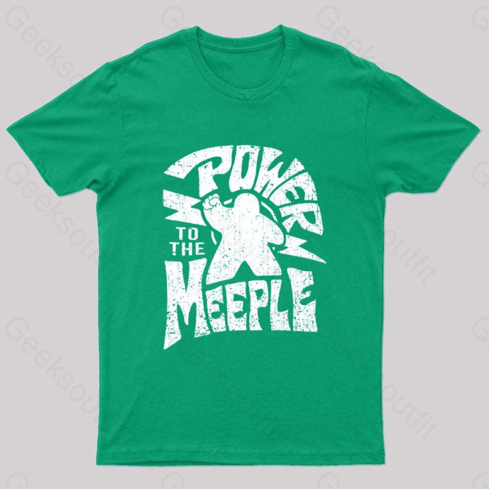 Power To The Meeple Nerd T-Shirt Green / S