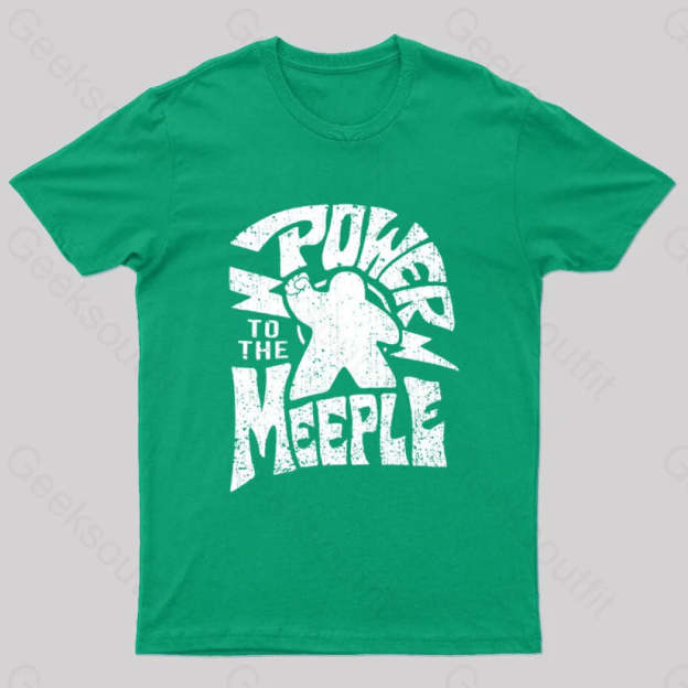 Power To The Meeple Nerd T-Shirt Green / S