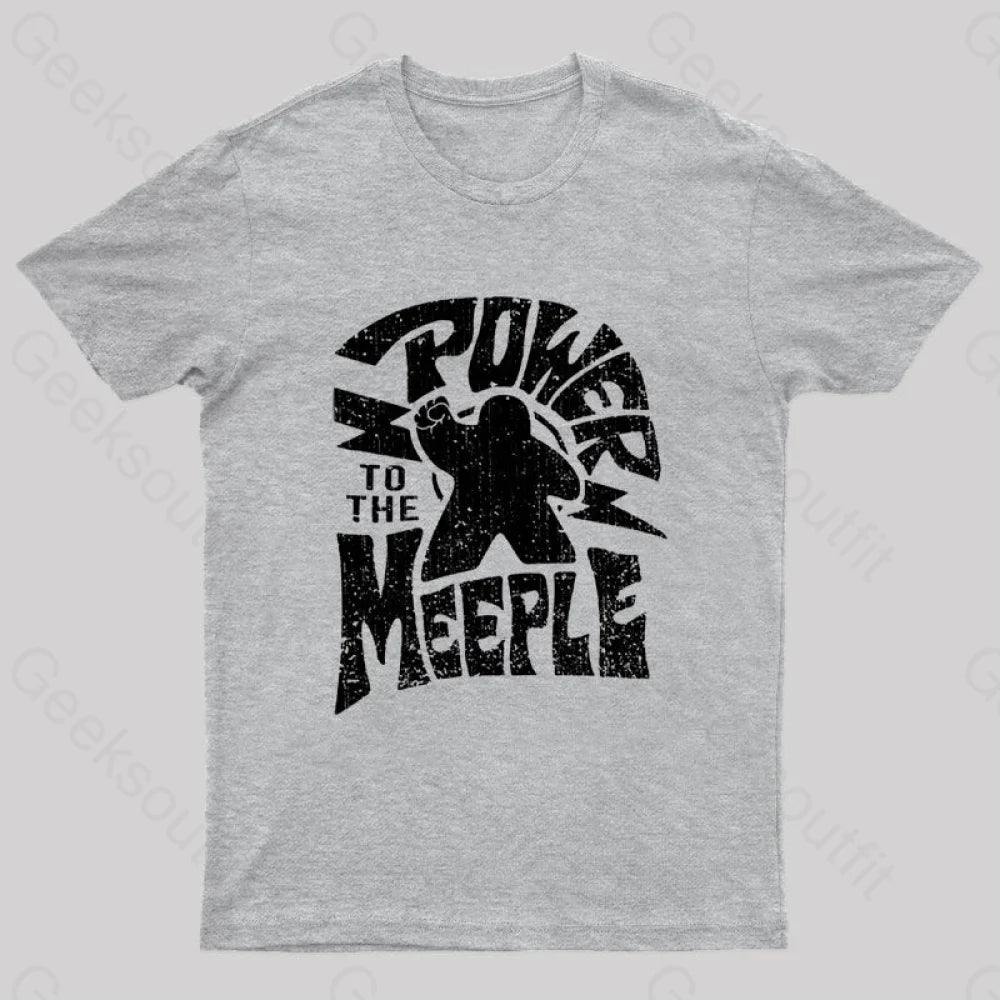 Power To The Meeple Nerd T-Shirt Grey / S