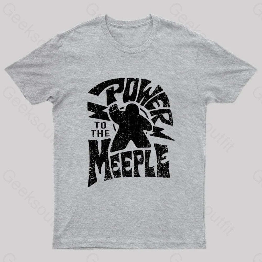 Power To The Meeple Nerd T-Shirt Grey / S