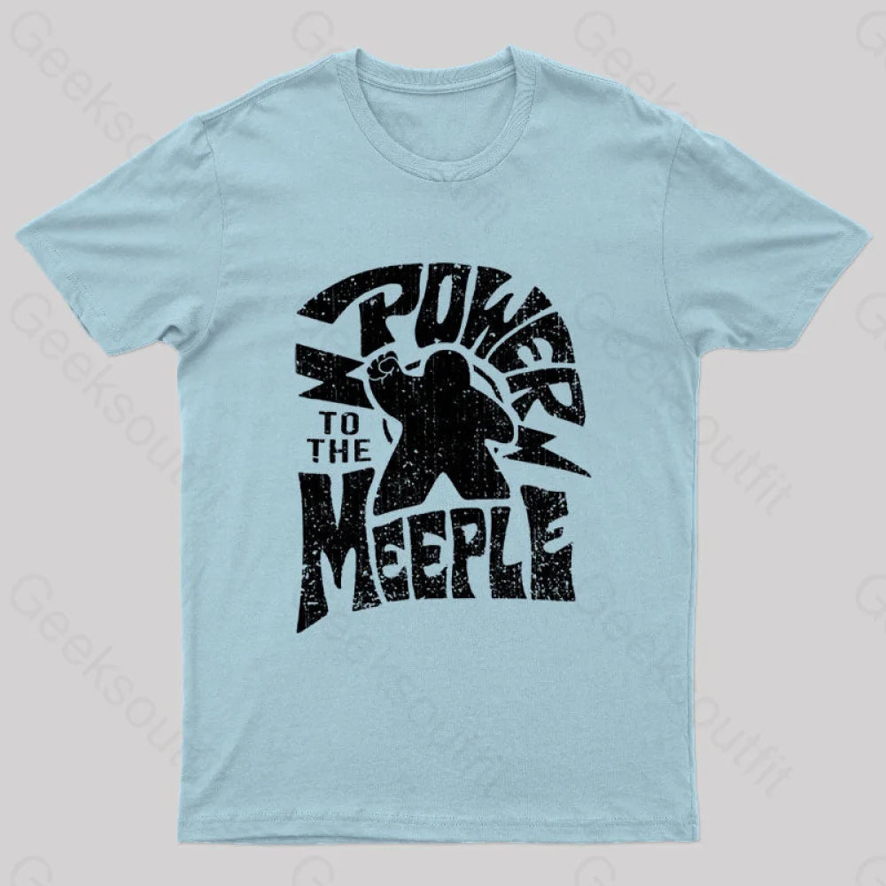 Power To The Meeple Nerd T-Shirt Light Blue / S