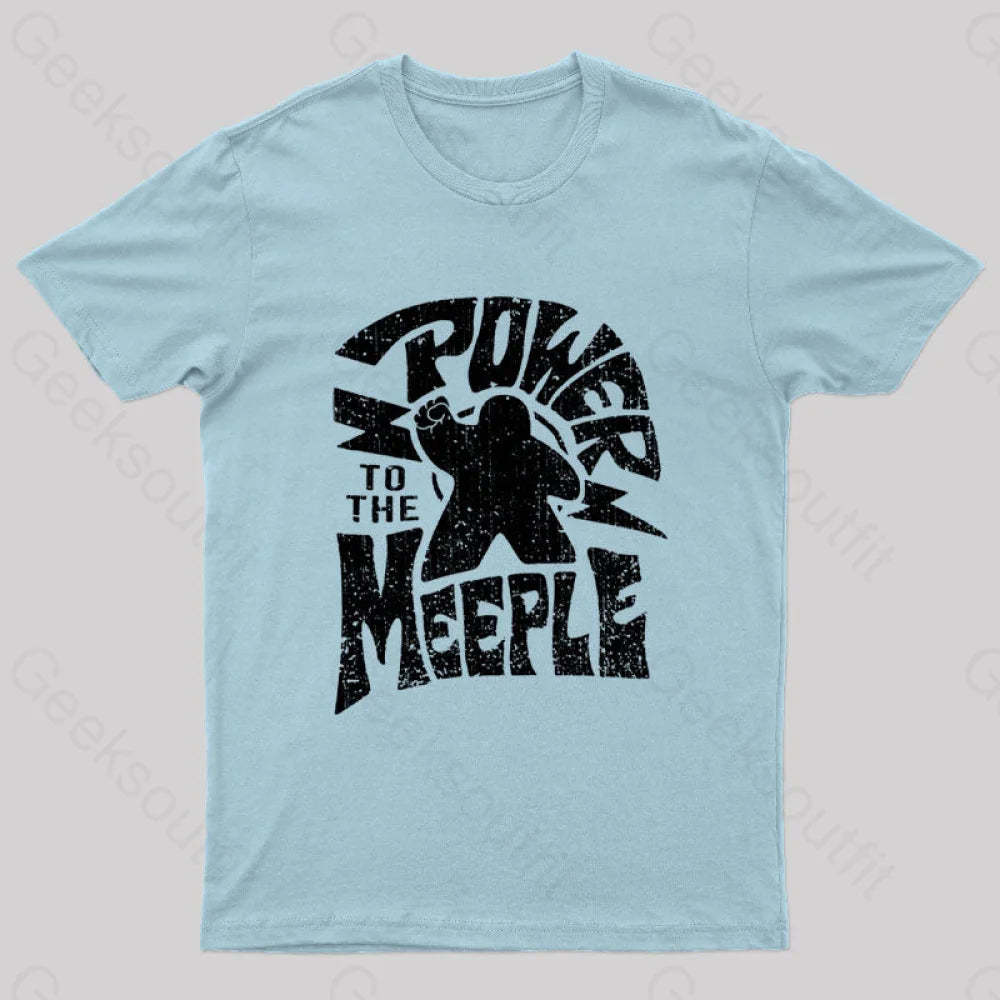 Power To The Meeple Nerd T-Shirt Light Blue / S