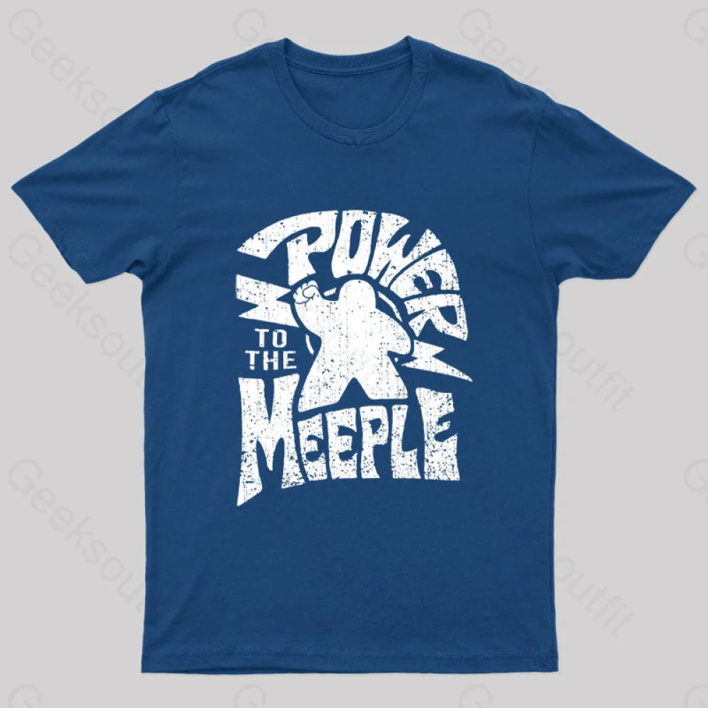 Power To The Meeple Nerd T-Shirt Navy / S