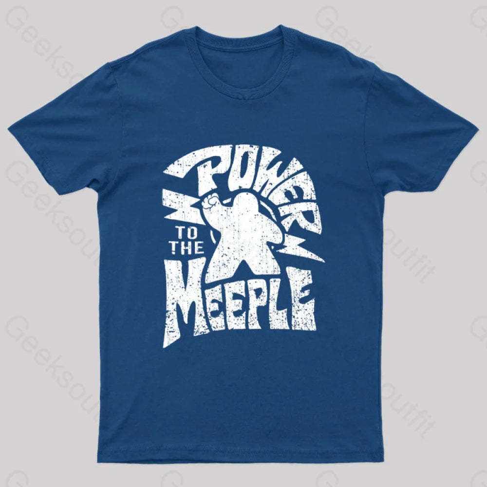 Power To The Meeple Nerd T-Shirt Navy / S