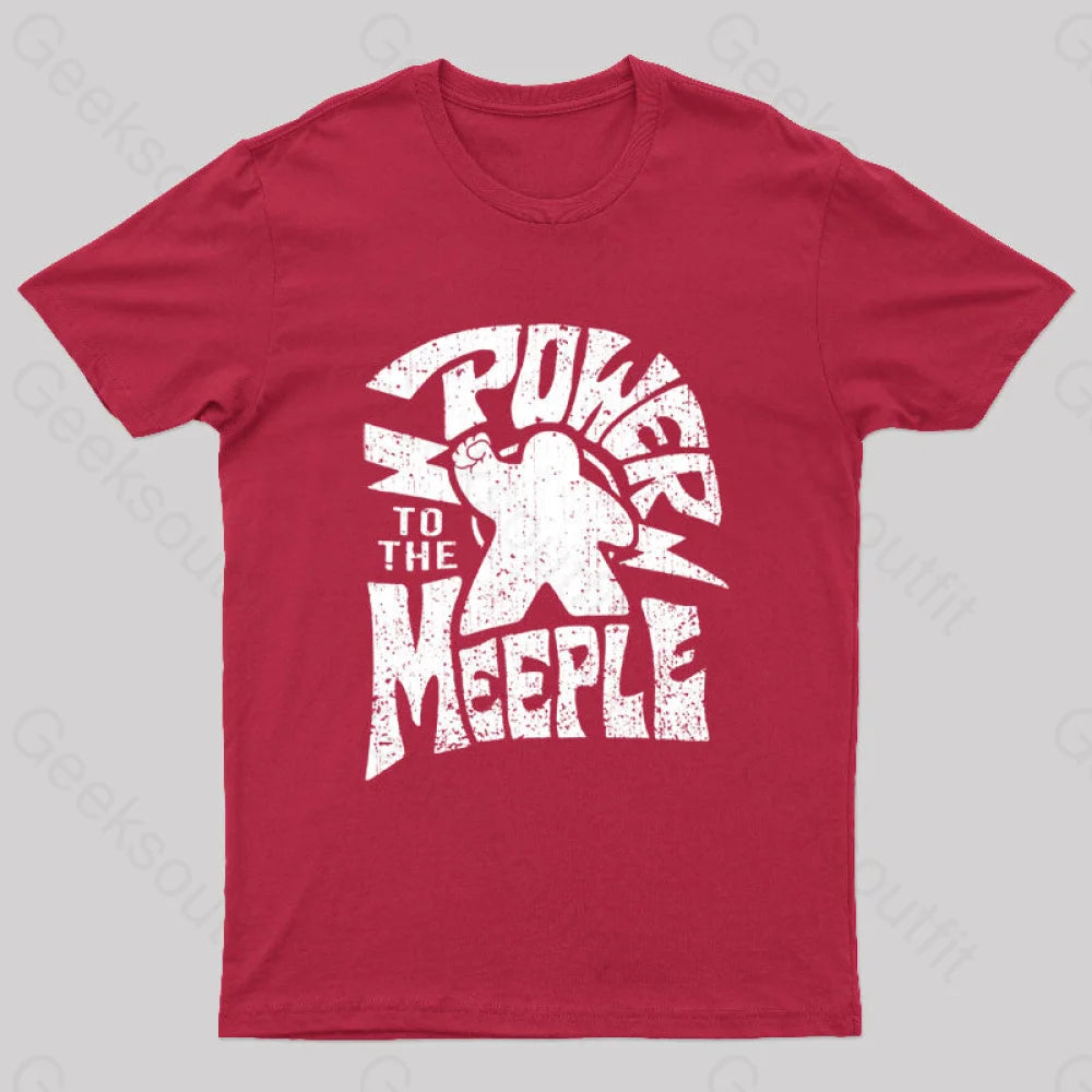 Power To The Meeple Nerd T-Shirt Red / S