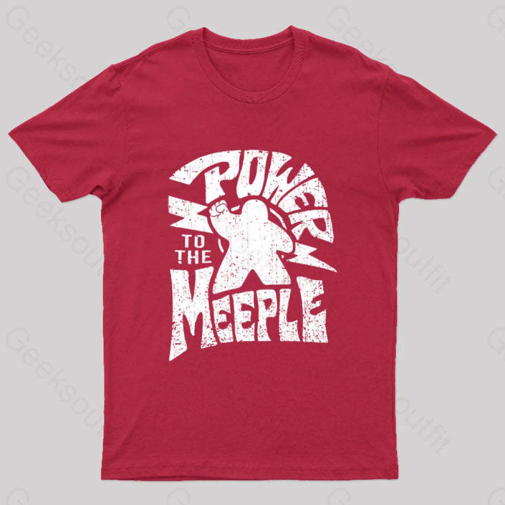 Power To The Meeple Nerd T-Shirt Red / S