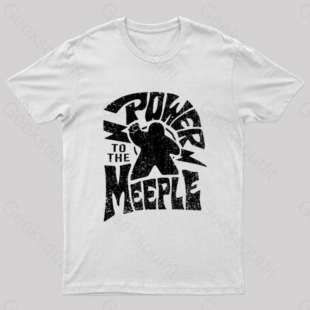 Power To The Meeple Nerd T-Shirt White / S