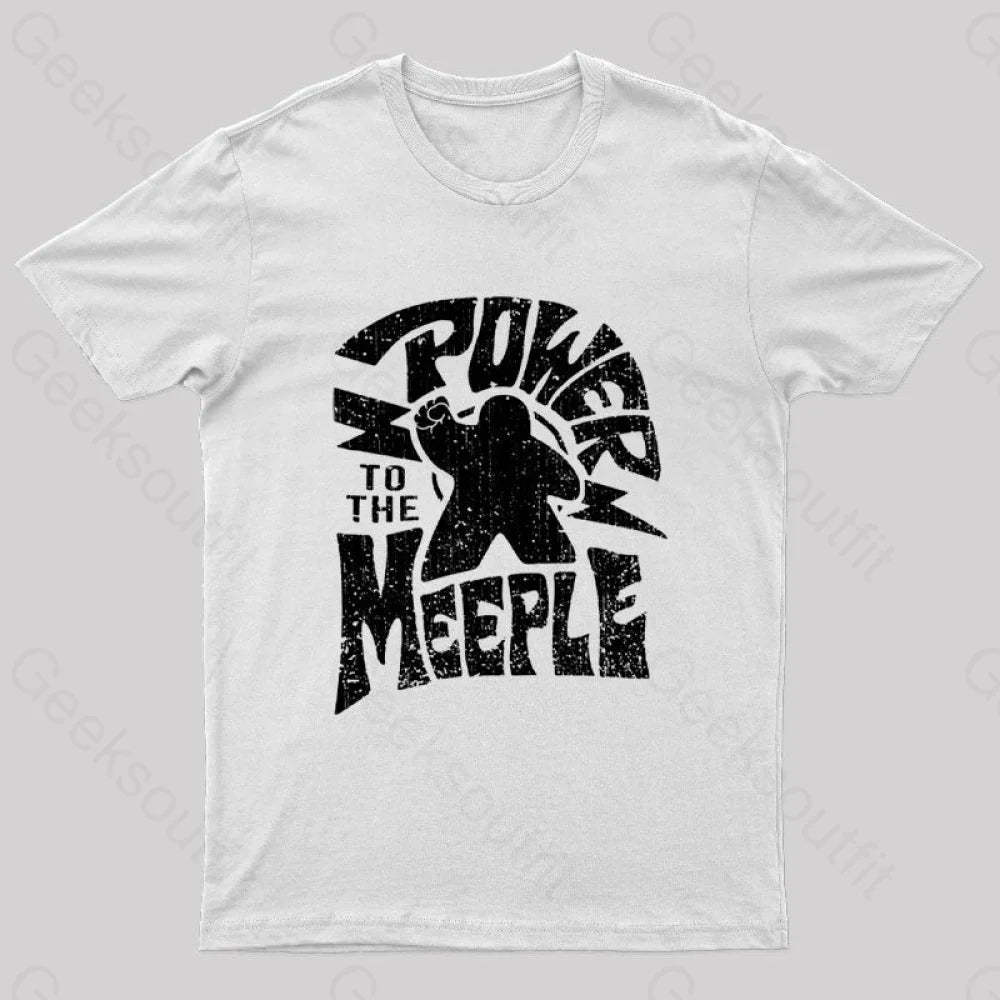Power To The Meeple Nerd T-Shirt White / S