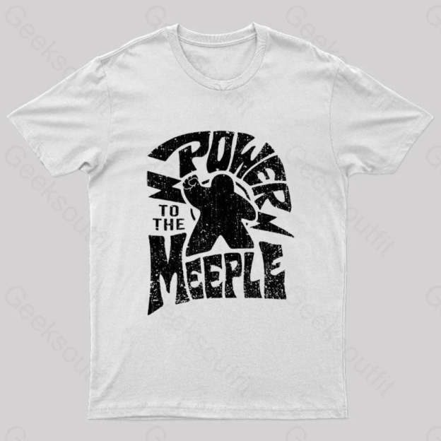 Power To The Meeple Nerd T-Shirt White / S