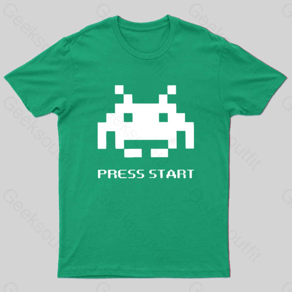 Press To Start T-Shirt Green / S