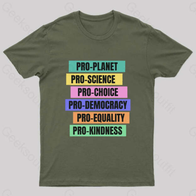 Pro Planet Science Democracy Geek T-Shirt Army Green / S