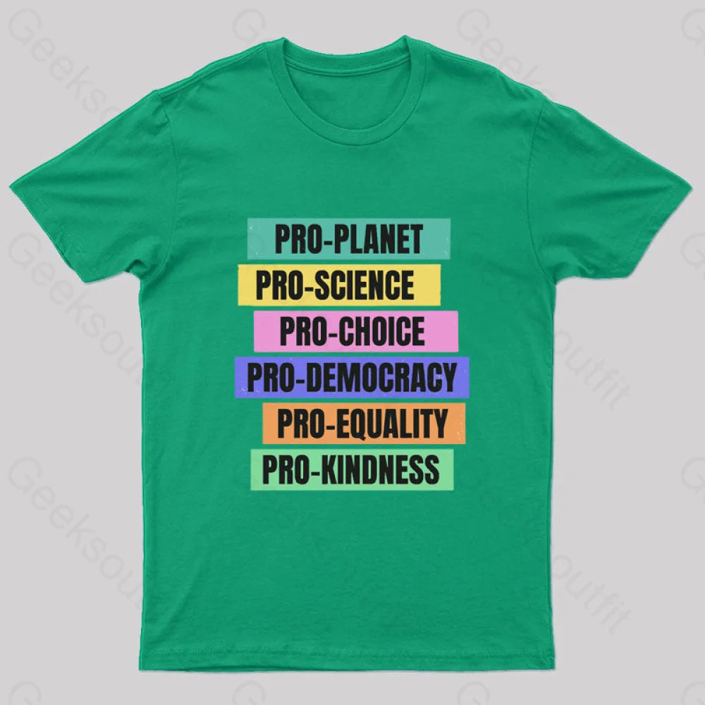 Pro Planet Science Democracy Geek T-Shirt Green / S