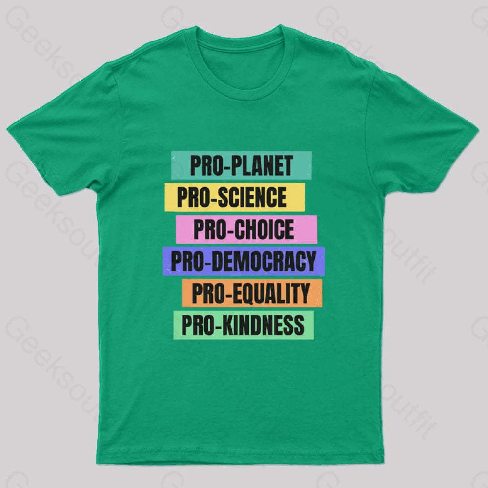 Pro Planet Science Democracy Geek T-Shirt Green / S